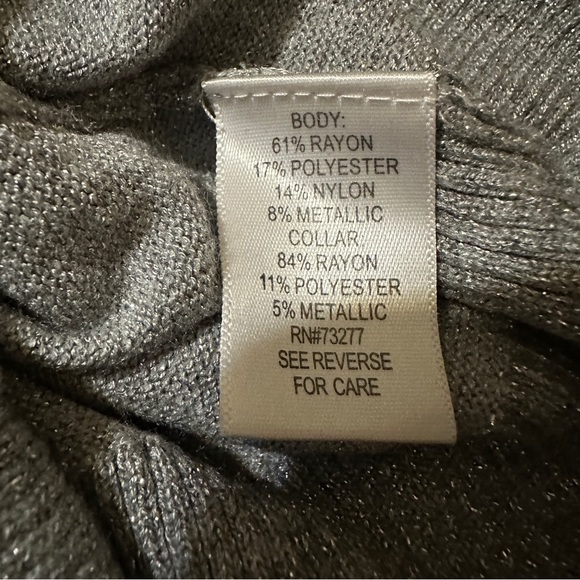 Apt.9 Silver Gray Metallic Cowl Neck Sweater Size S Casual Winter Long sleeves - Picture 6 of 7